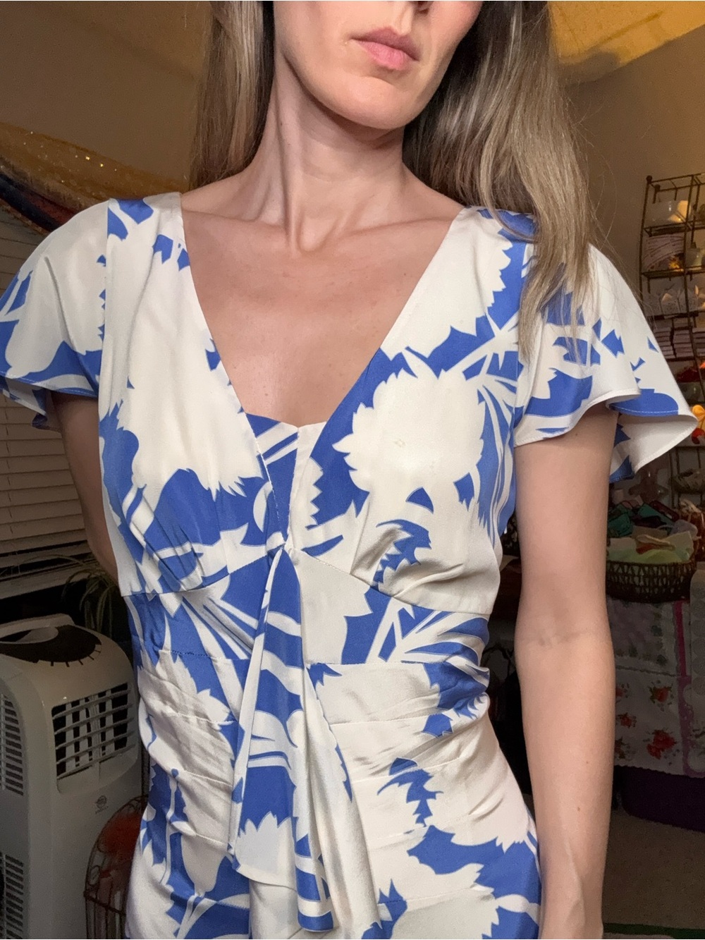 Temperley London Blue and White Floral silk Dress